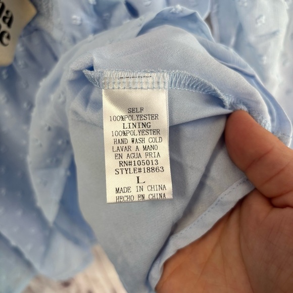 Savanna Jane Baby Blue Pastel Spring Ruffled Smocked Blouse Large NWT - Picture 4 of 7